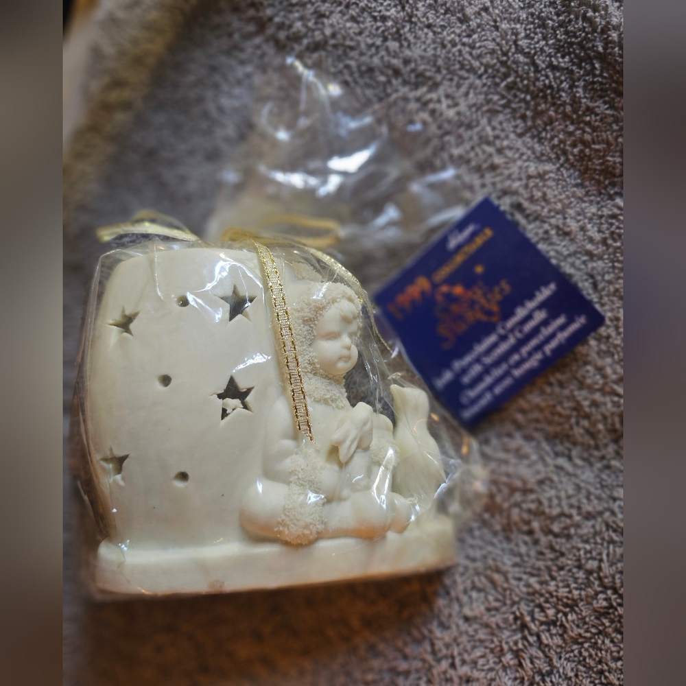 Delagar 1999 Collectables Boy with Bunny and Penguin Candle Holder Excellent
